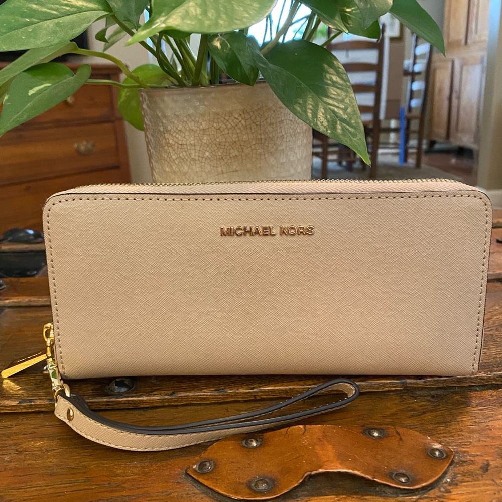 Michael Kors Taupe Wristlet Wallet